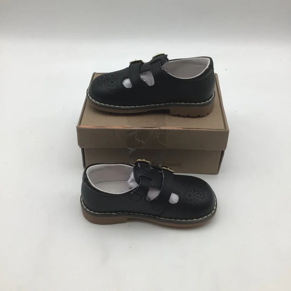 L'Amour Kids Girls Black Leather Double Buckle Mary Jane Shoes Size 6‎ NEW